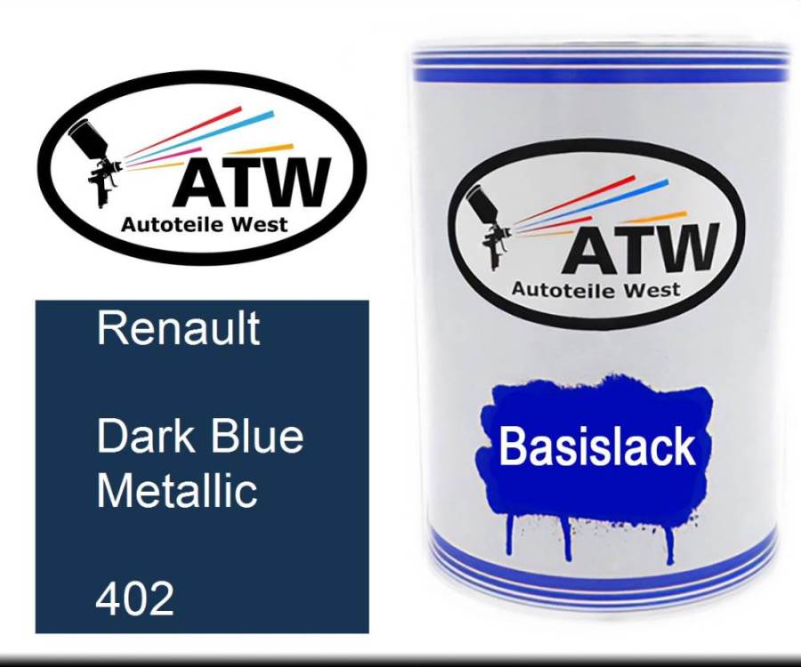 Renault, Dark Blue Metallic, 402: 500ml Lackdose, von ATW Autoteile West.